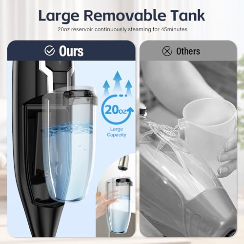 Steam Mop Cleaner - 12-in-1 MultiPurpose Detachable Handheld Steam Cleaner for Hardwood, Tile, Carpet Cleaning, Laminate Floors, 20 OZ Water Tank, 23FT Power Cord, Washable Microfiber Pads