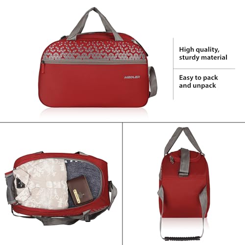 Image of M MEDLER Sentro Wheel Duffle Bag | Waterproof Strolley Duffle Bag | 2 Wheel Duffel Bag | Luggage Bag with Cabin Size & Adjustable Strap - (Red)