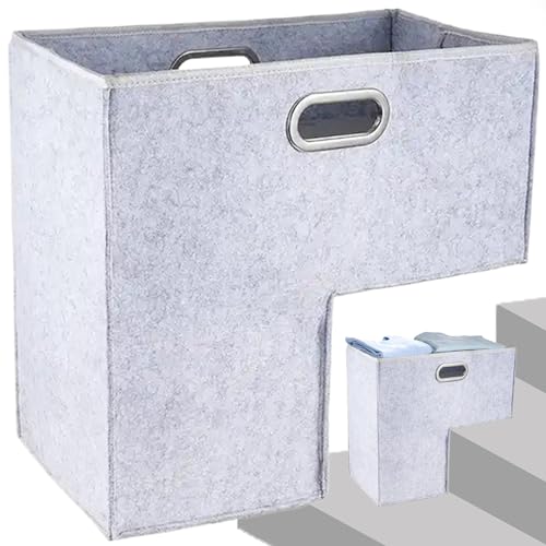 La Mejor Selección de Cestos de escalera que puedes comprar esta semana. 47 Canasta de escalera 16.5x16.5x10in Cesta de fieltro Cesta de escalera plegable con mango Cestas de escaleras minimalistas para escaleras alfombradas, escaleras de madera, gris,...