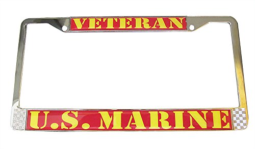 U.S. MARINE VETERAN Auto License Plate Chrome Frame USMC Made in the USA