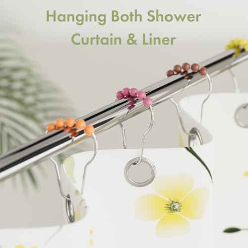 Image of Amazer Shower Curtain Hooks, Decorative Shower Curtain Hooks, Colorful Shower Curtain Hooks, Rustproof Stainless Steel Shower Hooks for Bathroom Shower Curtain-Set of 12