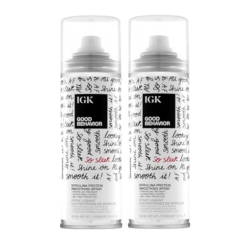IGK GOOD BEHAVIOR Spirulina Protein Smoothing Spray | Keratin Like Treatment + Frizz Control + Heat Protectant | Vegan + Cruelty Free | 5.6 Oz (Pack of 2)
