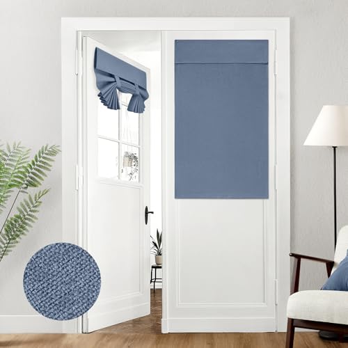 HOMEIDEAS 100% Blackout Linen Door Curtains for French Door 26x40 Inch