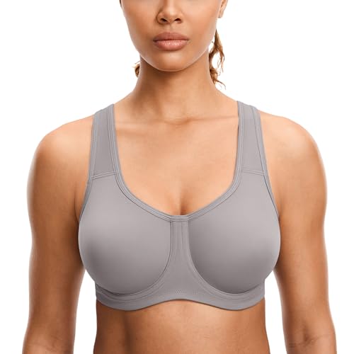 Image of SYROKAN Women's Max Control Underwire Sports Bra High Impact Plus Size with Adjustable Straps Unlined Bra