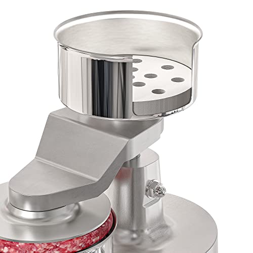 Image of KoolMore Burger Press Patty Maker for 4 inch Hamburgers, Stainless-Steel Manual Forming Machine for Personal and Commercial Foods, Heavy Duty Processor, Includes Pattie Papers (CHM-4), Silver