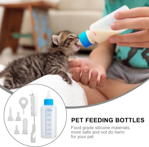 DONQL Aufzuchtflasche Kitten, 2 Stück Aufzuchtflasche Katze 60ml, Aufzuchtflasche Hund Mit 10 Nippel 5 Spritze, Katzen Flasche Set, Kitten Milch Aufzucht Für Welpen, Kätzchen, Eichhörnchen Kalb Lamm