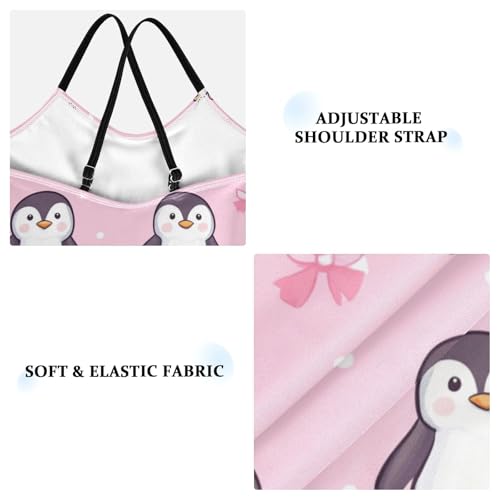 Cute Penguins Girls One Piece Swimsuits Bow Pink Sport Halter Swimwear Beach Bathing Suit 3T3