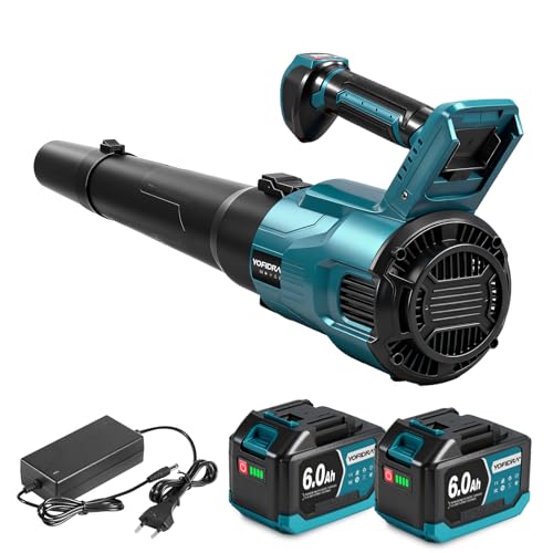 Yofidra Soplador de Hojas con 2 Baterías 6.0Ah, 3 Ajustes de Velocidad, 252Km/h, 3 Tubos de Soplado, Soplador Bateria para Soplar Hojas, Nieve, Polvo y Residuos