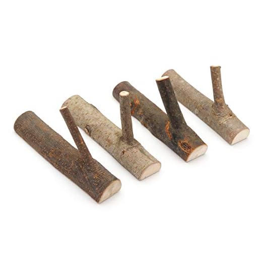 YANGQIHOME Pack of 4 Vintage Real Wood Tree Branch Wall Hook,Rustic Decorative Wood Adhesive Hooks. Key Holder, Coat Hook,Strong Suction Hooks.(Width 2cm-3cm)