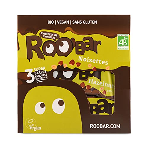 Roo'bar Barres Vegan/sans Gluten Noisette Enrobées Chocolat Noir - Lot de 3 Cover