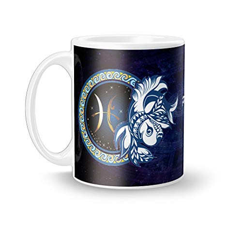 Image of Pisces Zodiac Printed Ceramic White Coffee /Tea Mug.