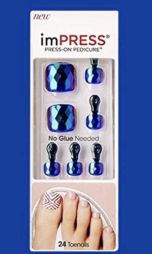 Kiss imPress Press-On Navy Blue Pedicure Nails 74247 Craving (For Toes)