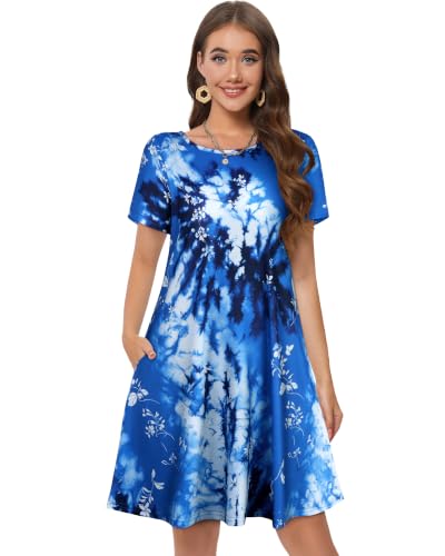 Image of Summer Dresses for Women Casual Tshirt Dress Beach Sundress with Pockets