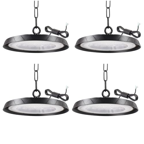 Tayire 300W Naves Industriales LED, 30000LM UFO Lámpara Alta Bahía IP65 Foco LED Taller Lámpara Campana Industrial UFO para Fábricas, Aeropuerto, Patio, Restaurante 4 Pack