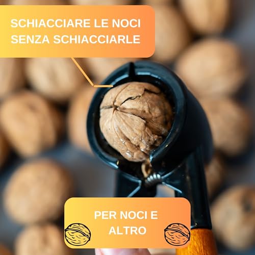 Schiaccianoci con manico in legno pregiato, 16 cm, 100 giorni, test senza rischi, schiaccianoci per noci e noci del Brasile, senza schiacciamento nucleare, incluso e-book con ricette, facile - immagine 3