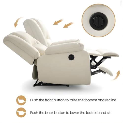 Image of Seventh Heaven Phoenix 1 Seater Motorised Recliner | Single Sofa Chair for Living Room Comfort | Ergonomic Design (Leatherette - Bege)