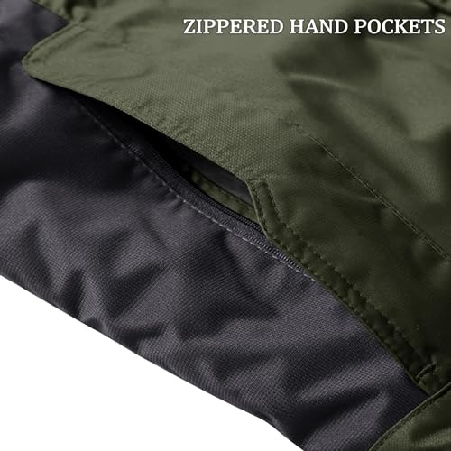 KEFITEVD Herren Winterjacke Warm Fleece Winter Jacke Thermojacke Softshell Jacke mit Kapuze Skijacke Snowboarden Wandern Männer Funktionsjacke Dunkeloliv XL