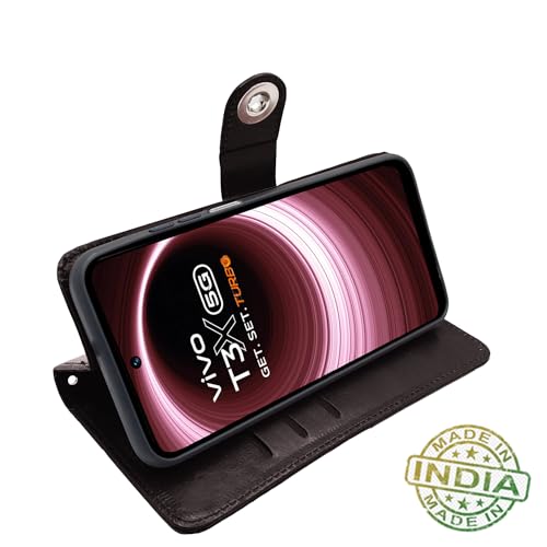Image of Pikkme Vivo T3x 5G / Vivo Y200i 5G Flip Cover Leather Finish | Inside TPU with Card Pockets | Wallet Stand and Shock Proof | Complete Protection Button Flip Case (Coffee)