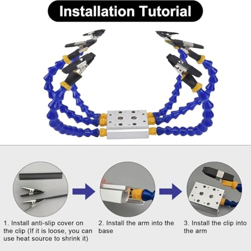 Image of Serplex Soldering Helping Hands Station with Weighted Metal Base Flexible Arms Alligator Clips, Solder Helping Hand Soldering Stand with Clamp for Electronics Repair PCB Work DIY Crafting