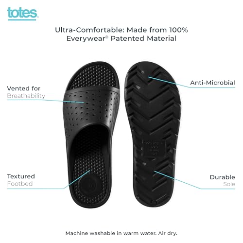 Image of Totes Men's Everywear Slide Sandals Lightweight Waterproof Comfort Slides with Cushioned Footbed for Pool, Beach & Everyday Wear