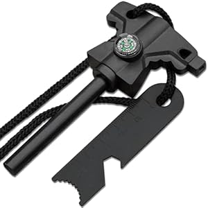 Survival Fire Starter-Upgraded Butterfly-shaped Handle, 6-in-1 Flint Fire Starter, Ferro Rod Fire Starter, Emergency Fire Starters Tool for Camping