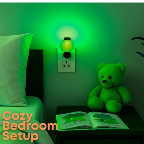 Image of Hi-Plasst Green Plug in Night Lamp - Portable LED 0 Watt Bulb Lamp for Bedroom, Side Table & Wall Lighting - Set of 15