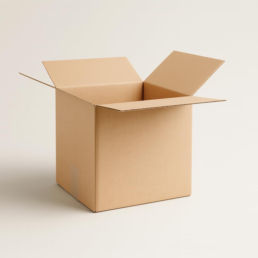 Versandkarton Karton 200 x 200 x 200 mm (Außenmaß 205 x 205 x 205 mm) Faltkarton Verpackungen Bücherkartons 1-wellig quadratisch mit Deckel Braun (50 Stück)