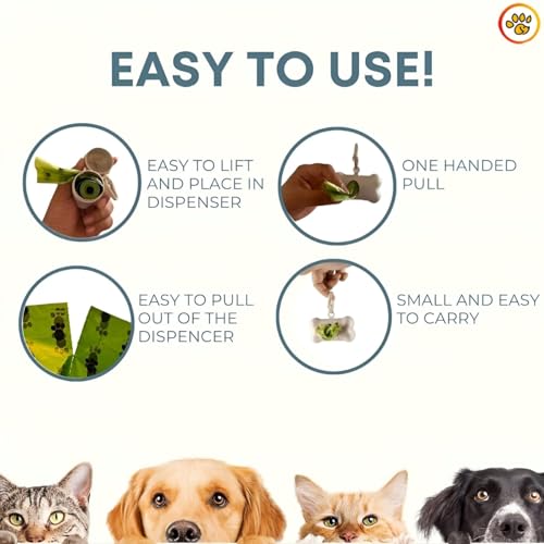 Image of Dog 3 Roll 45 Bags with Bone Shape Dog Poop Bag Dispenser Extra Thick and Strong | Leak Proof Poop Bags for Dogs | Plastic Waste Pick Up Biodegradable | Dog Potty Picker Bag | Waste Bag