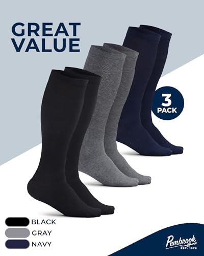 Image of Pembrook Cotton Light Compression Socks for Women & Men - 3 Pairs | 8-15 mmHg Comfort Compression Socks for Men & Women