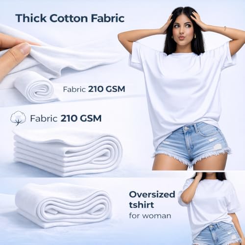 Image of London Hills 100% Pure Cotton Tops for Woman | Oversized Tshirt for Woman Cotton Solid Drop Shoulder Half Sleeve Round Neck | Women Tees | Tshirt for Woman's | Tops for Women