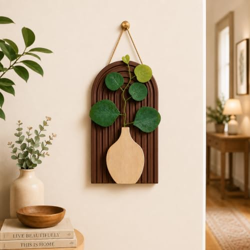 Image of Art Street Boho Floral Art with for Living Room, Modern MDF Set for Home Decor, Aesthetic Hanging Showpiece, Bedroom & Office Decoration, (Size 13 x 23 cm)