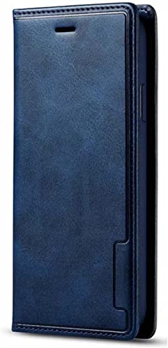 Funda para iPhone 13 azul de cuero con ranura para tarjetas y pin
