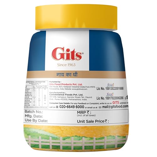 Image of Gits Cow Ghee | 1 ltr Jar | Pack of 3 | Aroma in every drop |Pure Veg | Rich Taste & Aroma|Delicious, Healthy & Nutritious | Good for the Gut, Heart, Skin and Hair