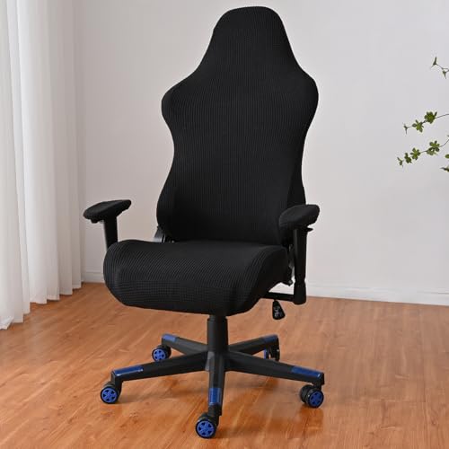Fundas elásticas para silla gaming OBASDFD lavables color azul pack de 4 piezas 2