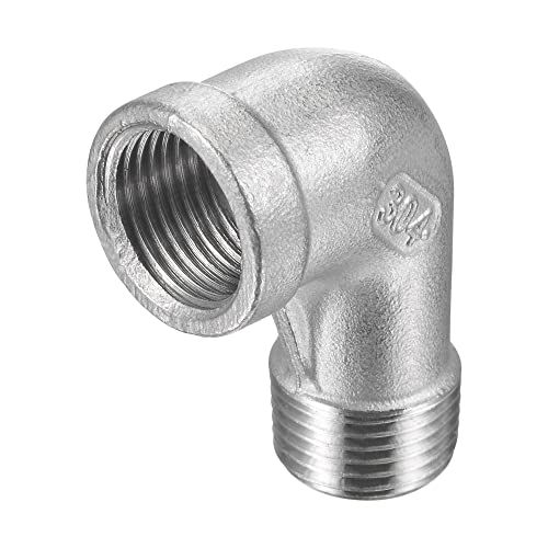 M METERXITY Male to Female Pipe Fitting Extension, 304 Stainless Steel 90 Degree Elbow Adapter