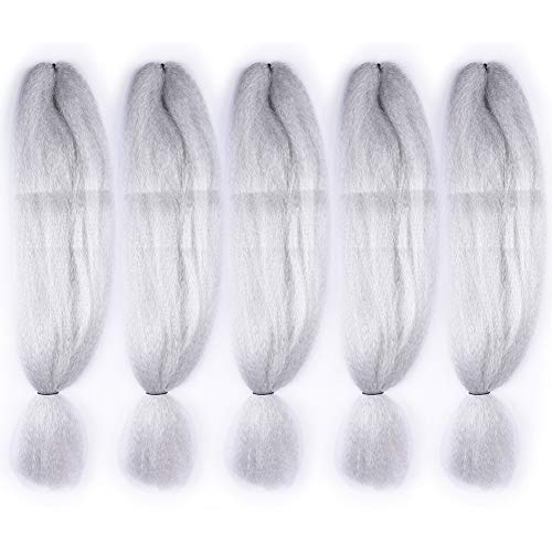 5 Pack Jumbo Braids Hair Crochet Braiding Hair 48inch African Collection Xpressions Synthetic Fiber Braiding Hair Extensions 57g/pack color Silver