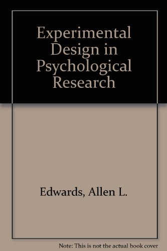 Experimental Design in Psychological Research B0006DMN9M Book Cover