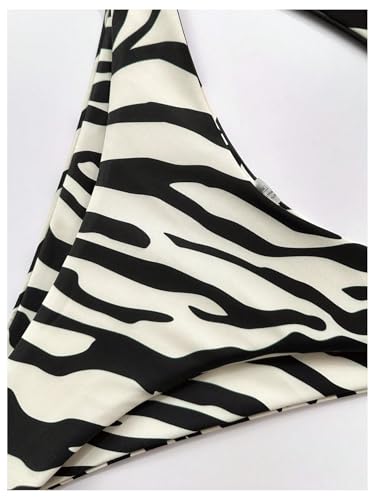 GORGLITTER Women's Zebra Striped Swimsuit 2 Piece Twist Front High Cut Hipster Bikini Bathing Suit4