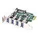 JSER Card Low Profile 4 Ports PCI-E to USB 3.0 HUB PCI Express Expansion Card Adapter 5Gbps for Motherboard