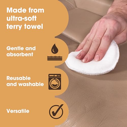 Furniture Clinic Leather Applicator Sponges | 2 Round Microfiber Cloth Applicator Pads for Cleaning Leather, Applying Wax, Balms, Oil & Leather Care Products - Easily Remove Stains & Wipe Off Grime