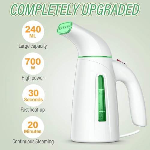 Image of OGHom Steamer for Clothes, Portable Handheld Clothing Garment Steamer, 240ml Large Capacity 700W Travel Steam Iron 30 Second Fast Heat Up (Soft Green)