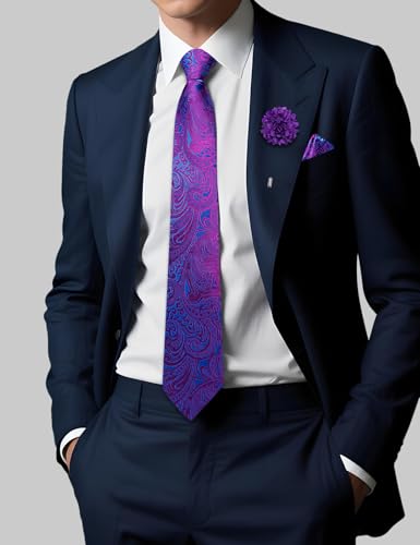 Image of DiBanGu Mens Zipper Tie Silk Pre-Tied Necktie with Gift Box