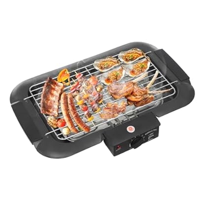 LENDISIY Tischgrill Elektrisch, Barbecue Elektrogrill Edelstahl Rauchfreier Innen-/Outdoor-Grill Elektro- Tischgrill 2000 W, Abnehmbarer Fettauffangschale