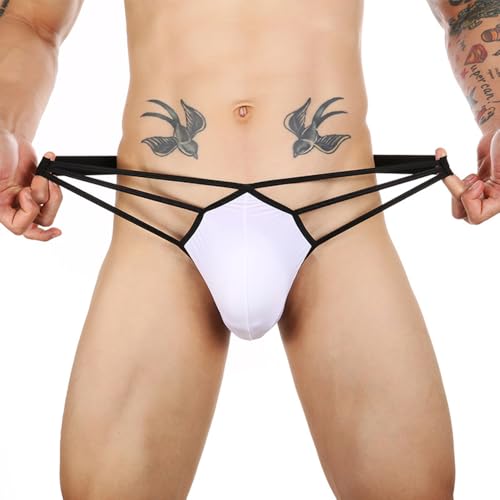 COMLIFE Men's Sexy T-Back Thong Stretchy Low Waist Large Pouch Bikini Underwear3
