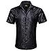 Barry.Wang Black Paisley Shirt Mens Dress Short Sleeve Button Down Disco Hawaiian Shirts Western Classic Summer Beach Formal Wedding Office