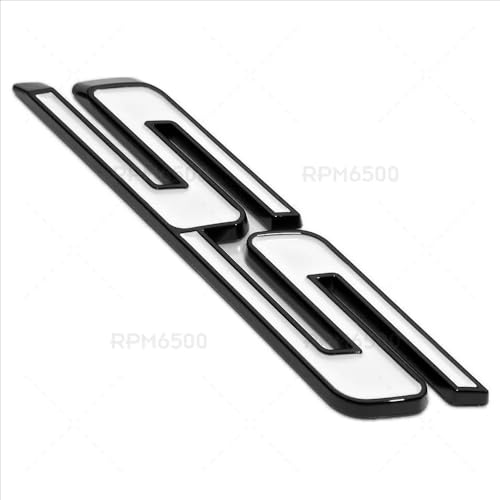 Image of 2Pcs Slant SS Emblems Side Car Badge Decal Compatible with Chevy Camaro Impala Malibu Holden 2010-2026 (Black White)