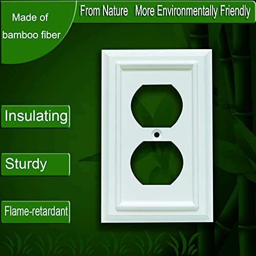 Wall Plates, Duplex Outlet Covers, Toggle Light Switch Plates, Decorator Light Switch Cover, Bamboo Fiber Material Wall Plate, Standard Size Wall Plates Of Various Styles, White (1 Gang Duplex 4 Pack) #TOP2