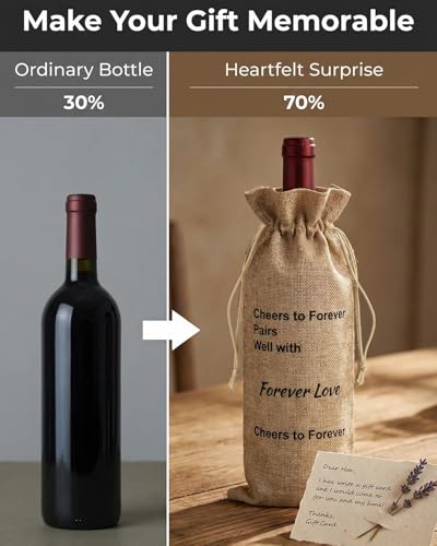 Image of Wine Gift Bags | Wine Bottle Gift Bags - Reusable Wine Bags & Burlap Wine Bags for Women, Perfect Engagement Gift Idea for Her Fiance, Friends, Coworkers. Funny Romantic Design, Ideal for Weddings, Bridal Showers, Parties, Holds 750ml Bottles