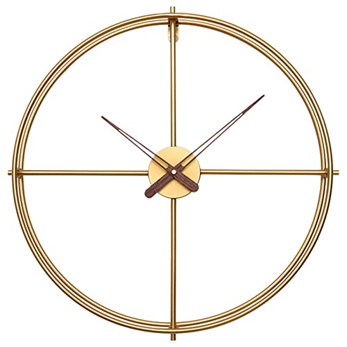 Ryanbem Horloge Murale Moderne pour Salon Décorative 50cm Or Créative Double Anneau Concis Pendules Metal Murales Silencieuse Alimenté par Piles Cover