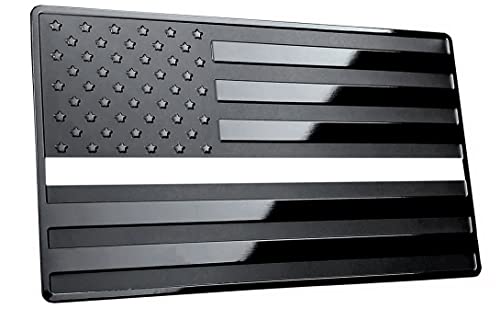 Image of US Black Flag Auto Car Fender Emblem for Cars Trucks Laptop Walls (5 inchx3 inch, White Line)